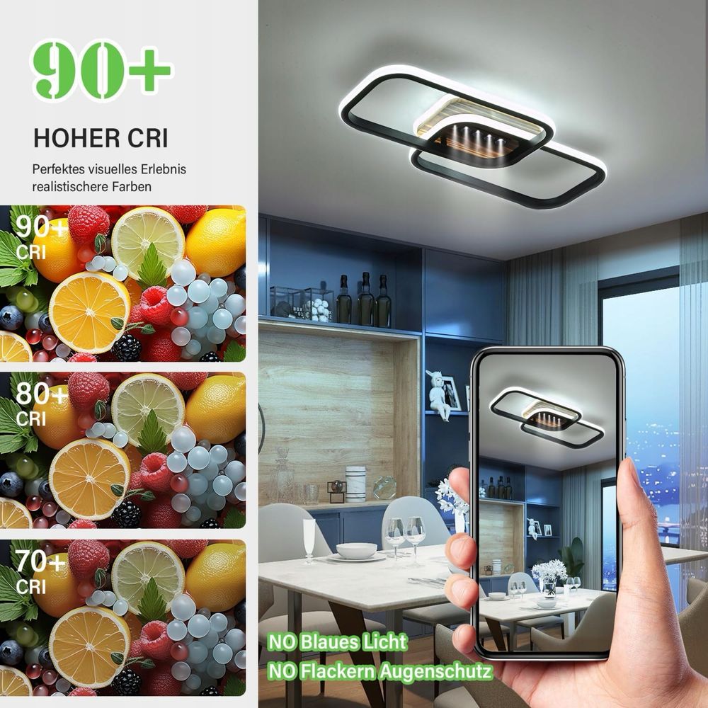 Lampa sufitowa LED 52W z możliwością ściemniania 3000K-6500K, 60 cm