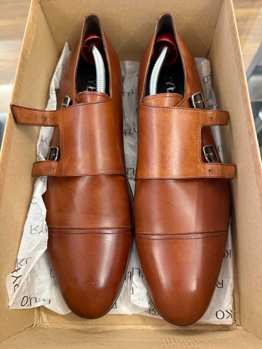 Półbuty Ryłko IPSJ02 brąz skórzane monki klasa