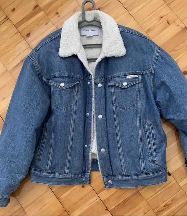 Оригінальна джинсова куртка Calvin Klein із теплою підкладкою шерпа