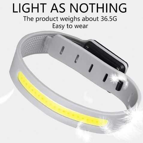Opaska LED COB - 3 tryby świecenia - światło białe i czerwone - 4szt
