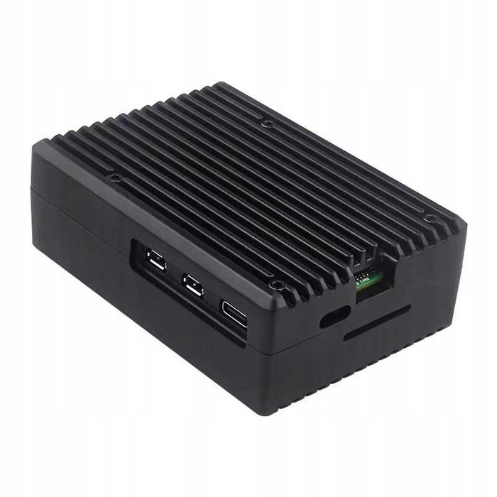Obudowa Raspberry Pi 5 Metal Case Aluminiowa z Termochłodzeniem Czarna