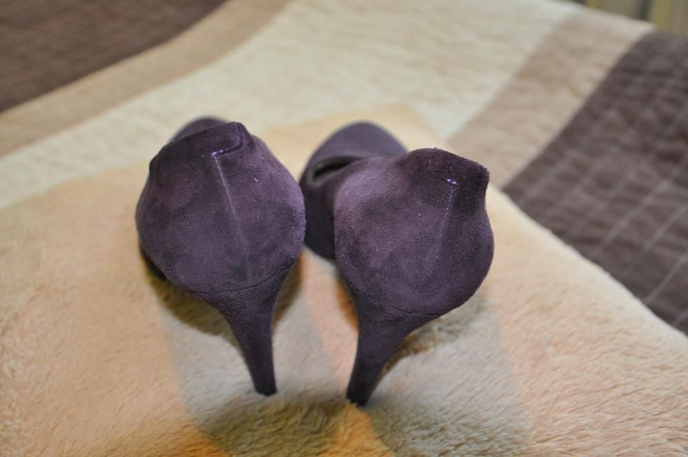 Fioletowe Czółenka/szpilki Tommy Hilfiger skóra zamsz