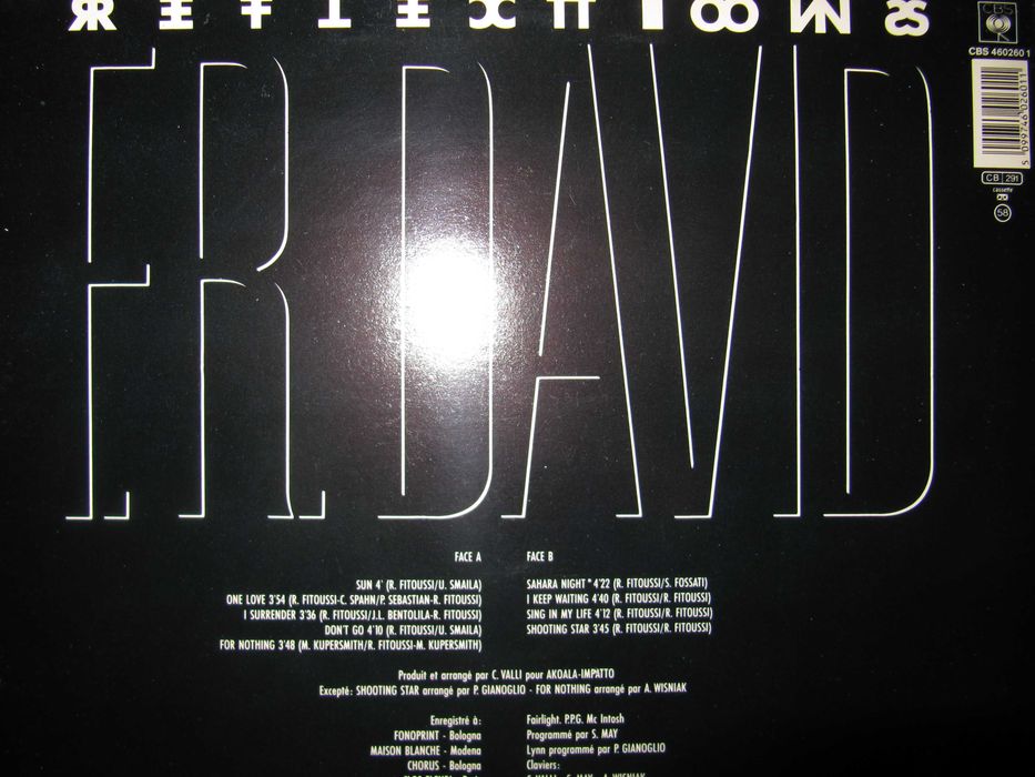 F.R. David - Reflections - 1987 - РЕДКАЯ Оригинальная Пластинка *NM