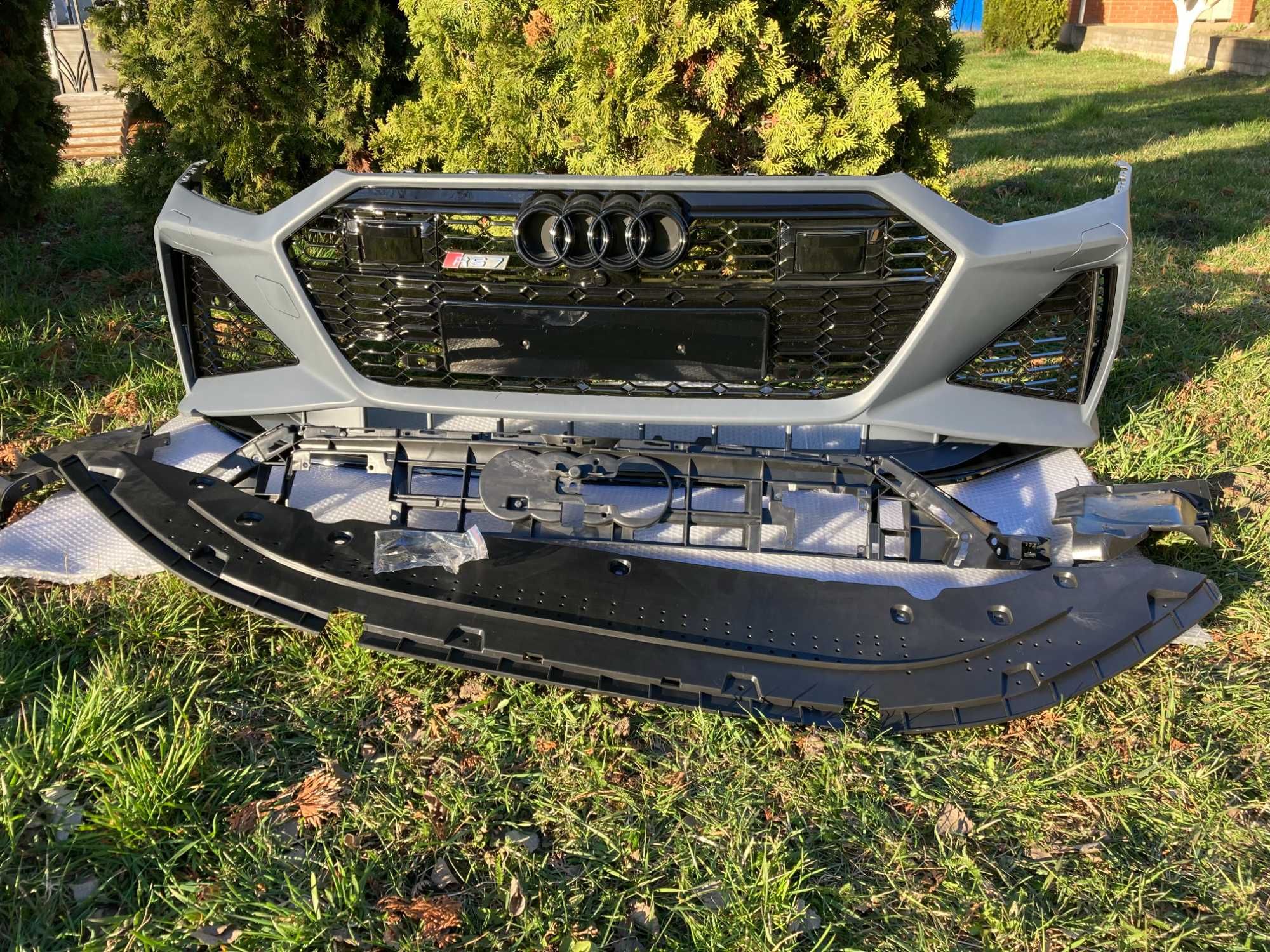 Передний бампер в стиле RS Audi A7 4K 2018-2021г. ПОД РАДАР
