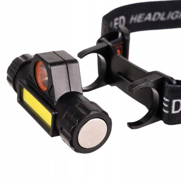 Latarka czołowa mocna COB LED czołówka 4w1 na USB uniwersalna SOLIDNA