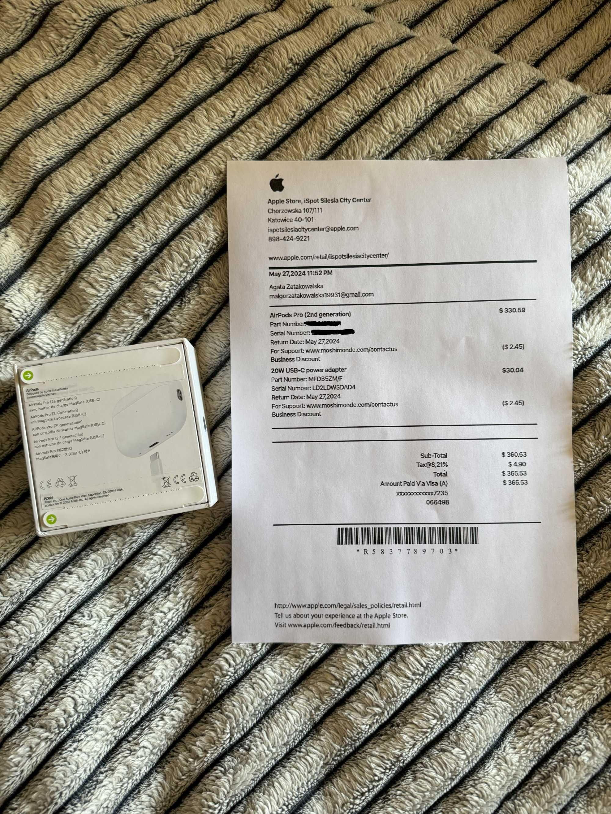 Nowe słuchawki Apple AirPods Pro 2. Kupione w oficjalnym sklepie