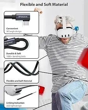 Кабель Link 5M, сумісний із Meta/Oculus Quest3/Quest2/Pro, PICO 4 Stea