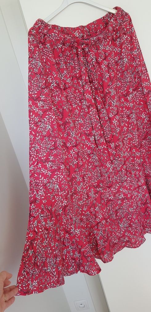 CARRY spódnica midi, różowa, z falbaną