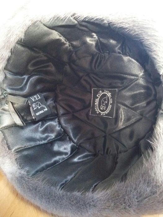 Шапка  женская норка голубая