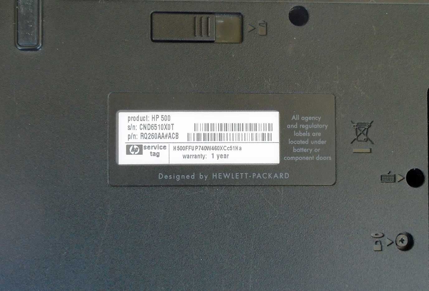 Ноутбук HP 500 ( рабочий, разукомплектован )