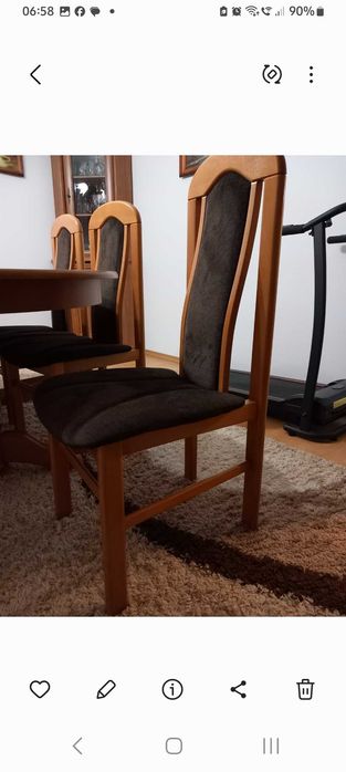 Solidny Stół 170 na 100 cm , rozkladany do 250 cm i 6 krzesel .