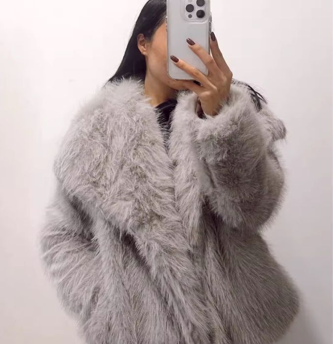 Futerko kożuszek damska kurtka płaszcz futro kożuch modna ramoneska