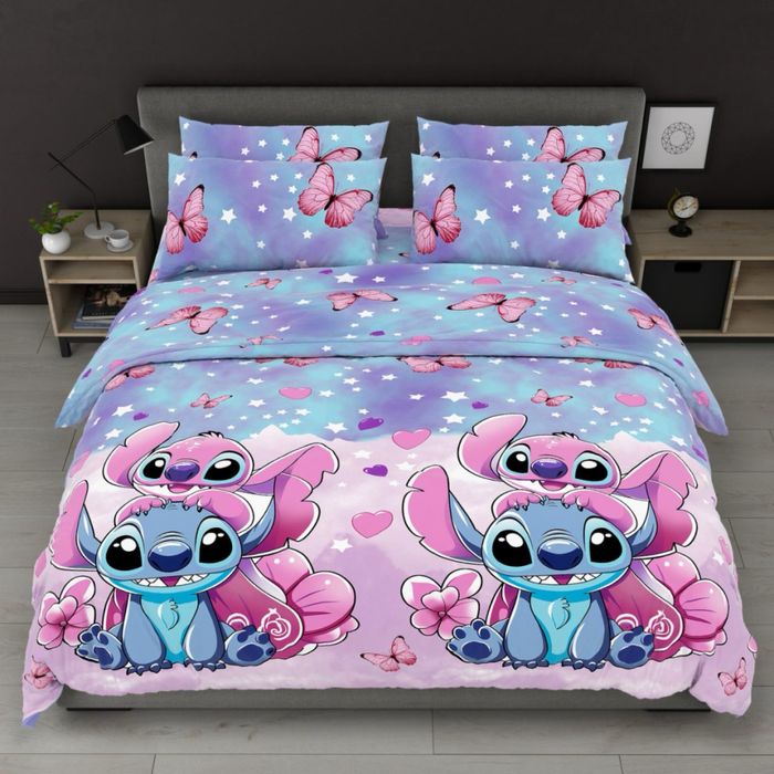 Постіль Лабубу Стіч Кітті бязь голд