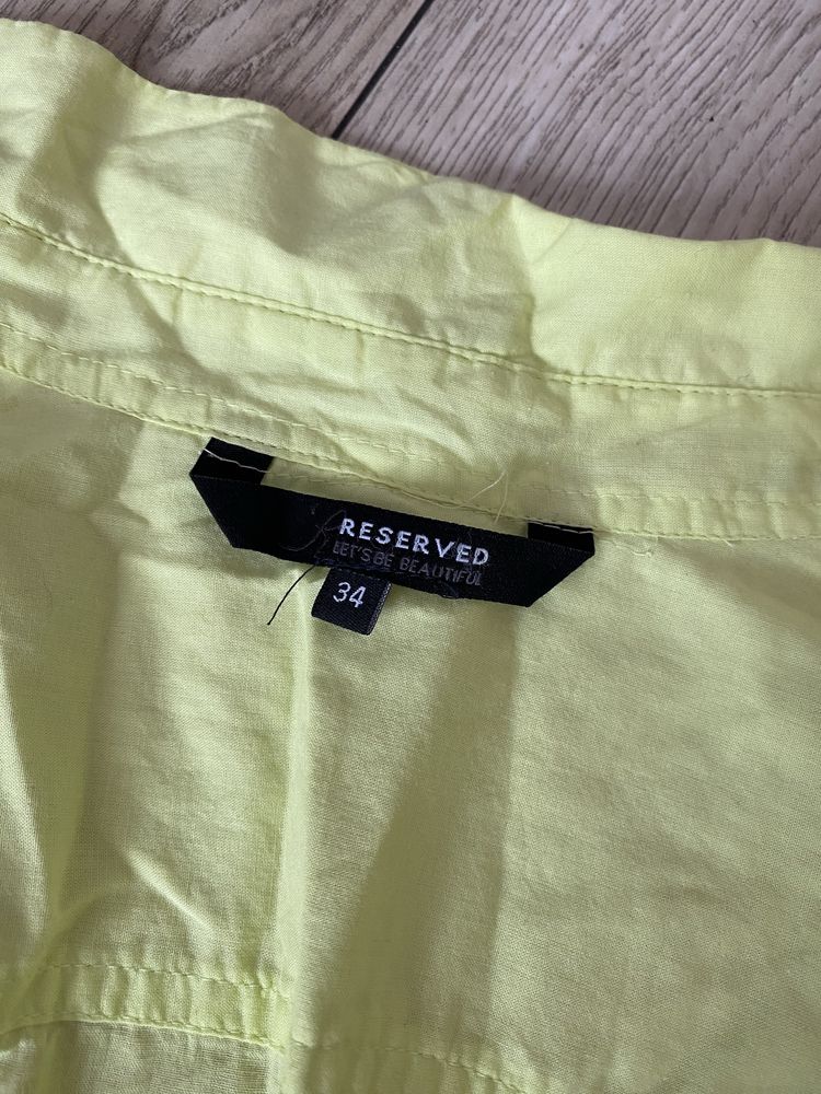 Koszula Reserved XS/34 S/36 żółta neon neonowa na krótki rękaw