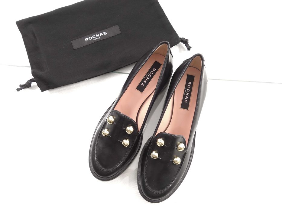 Rochas Rocha Paris Nowe Mokasyny Na Obcasie Buty Damskie Skórzane  38