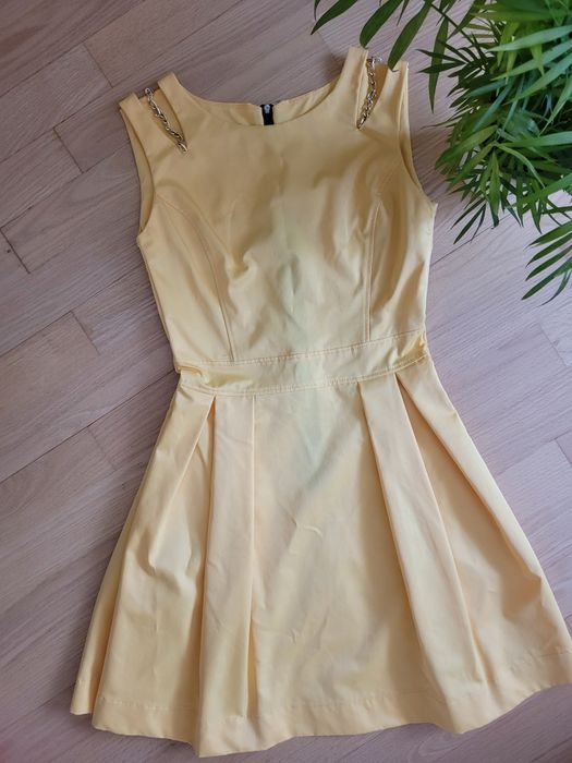 Żółta sukienka wizytowa rozmiar S, marka Duet