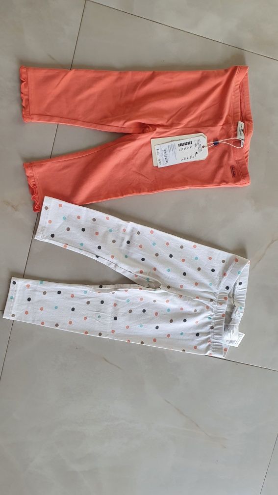 Legginsy Tom Tailor 86 nowe + H&M HM 86 w kropki grochy