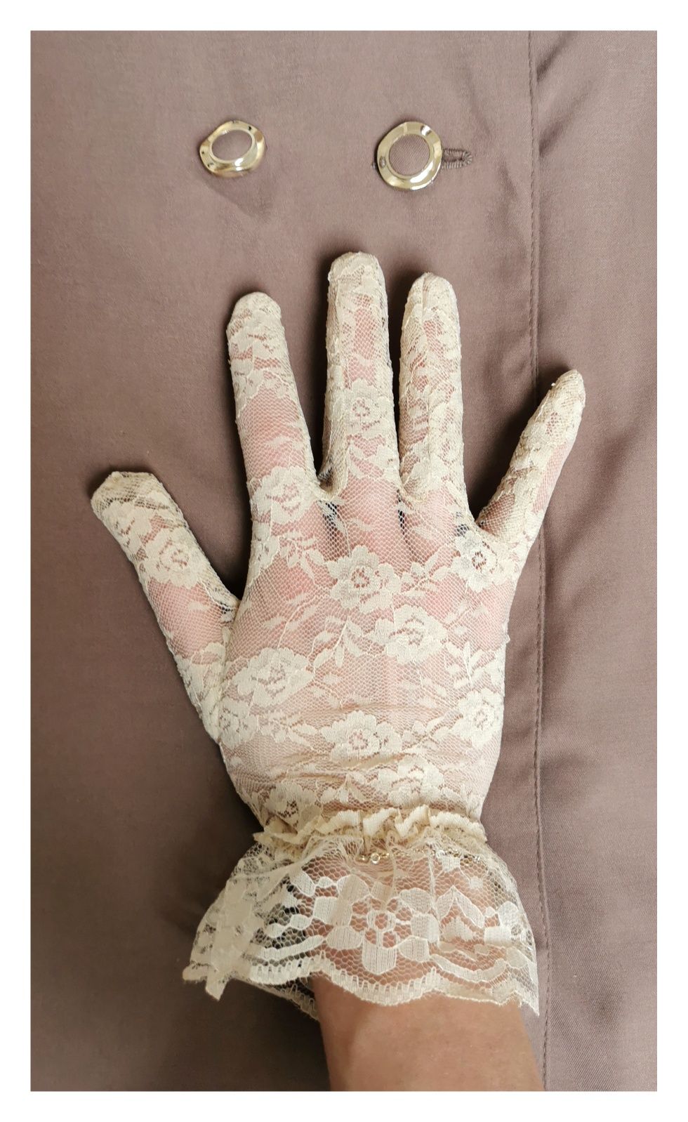 Urocze rękawiczki z koronki (rozm. uniwersalny) #romantyczne #vintage