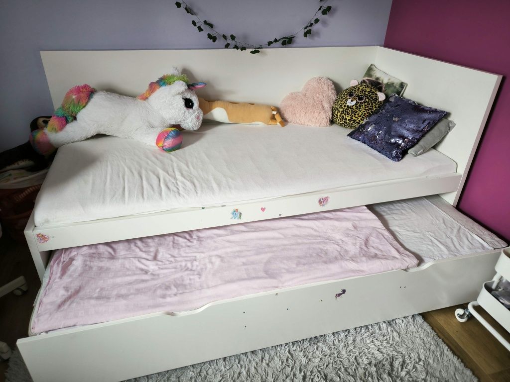 Łóżko podwójne Ikea Flaxa + 2 materace