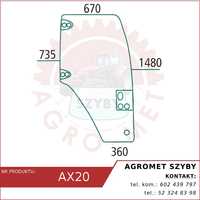 Szyba drzwi Case JX New Holland TD 55, 60, 65, 70, 75, 80, 85 ACX188