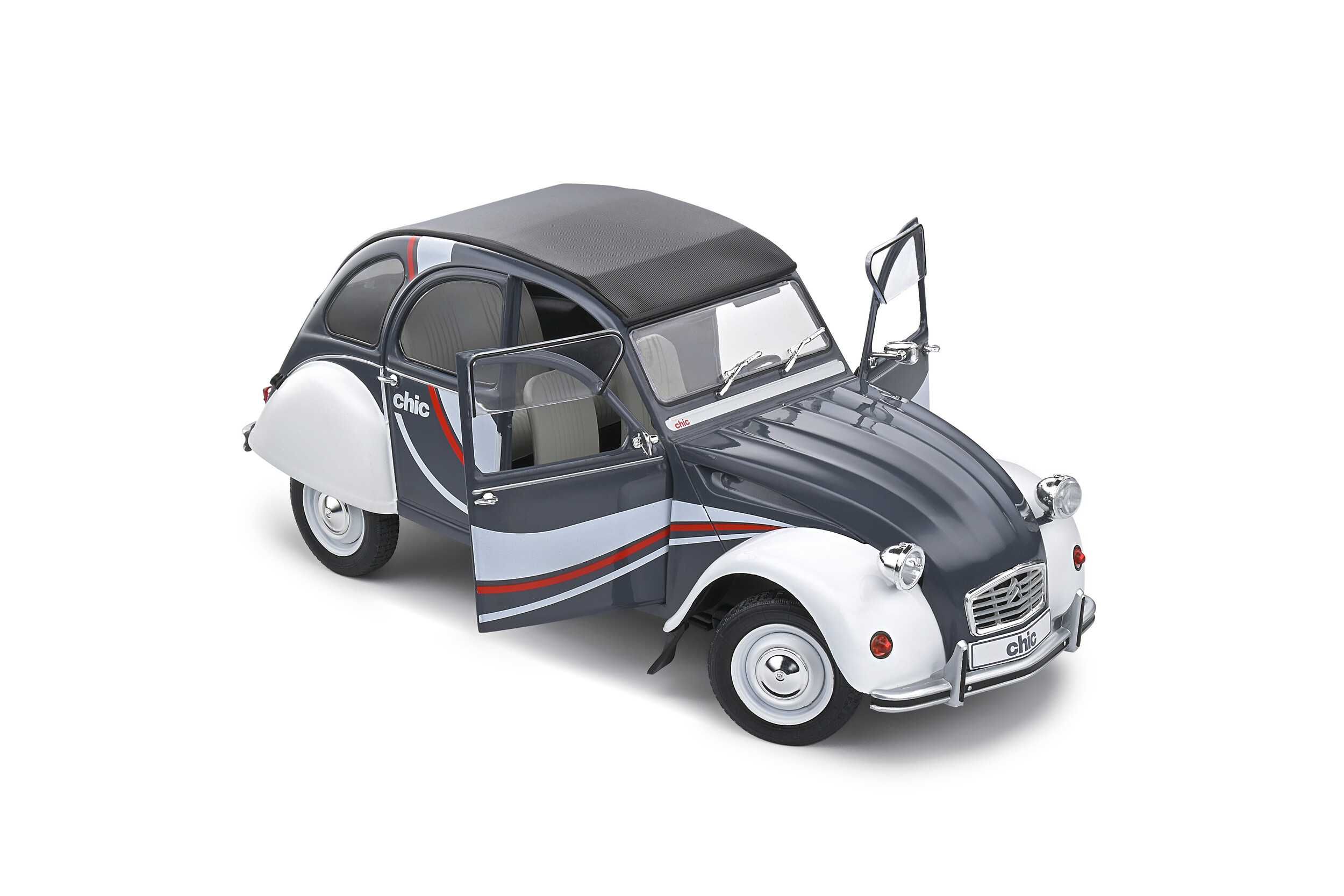 Miniatura - Citroen 2CV6 Chic year 1982 - grey / white / black 1:18