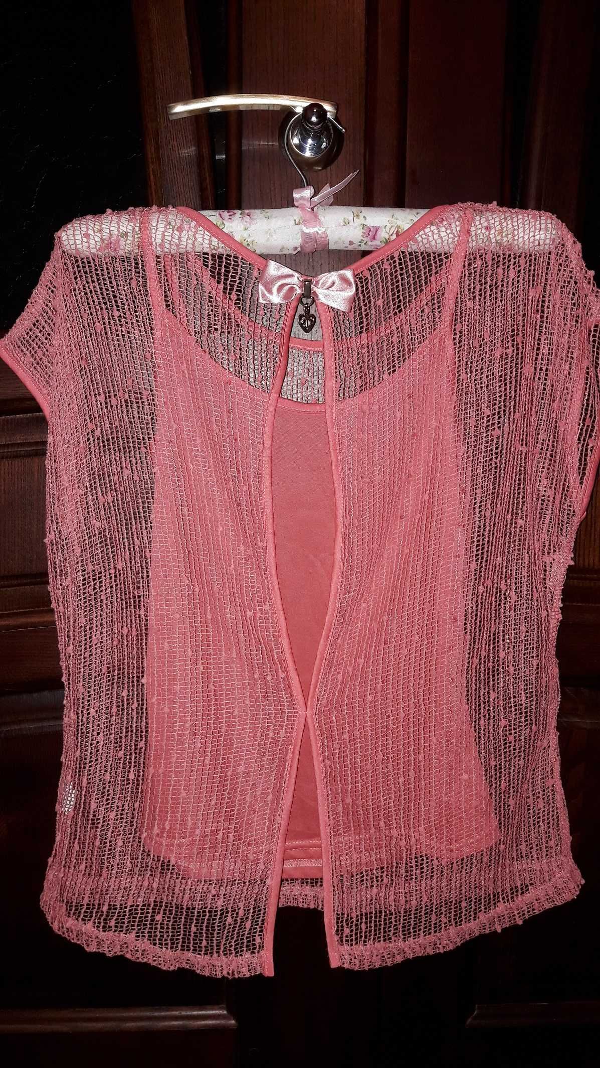 Персиковая блуза с накидкой