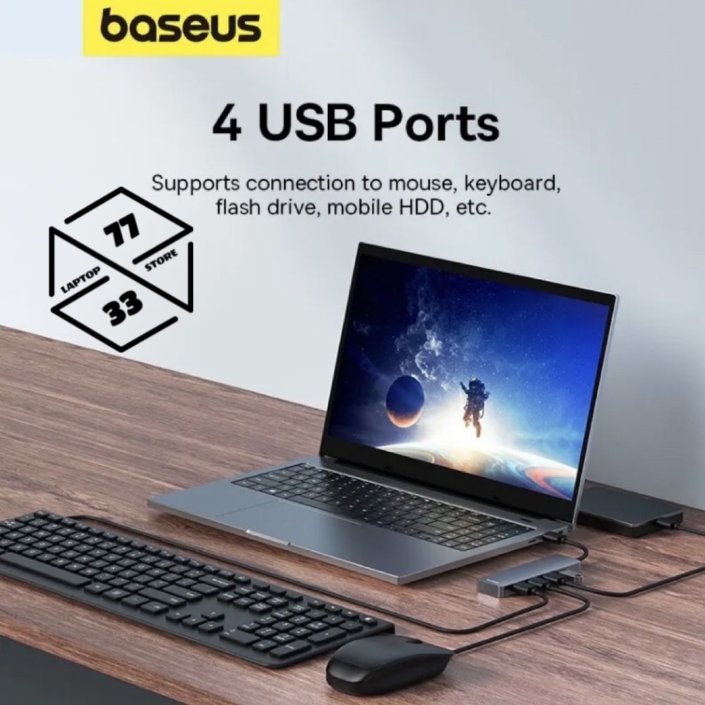 HUB концентратор Baseus 4-Port USB 3.0 скорость - 5Gbps | store 7733