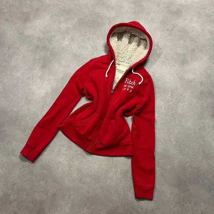 Vintage Bluza Abercrombie & Fitch Sherpa Zip Up Hoodie Coquette Y2K