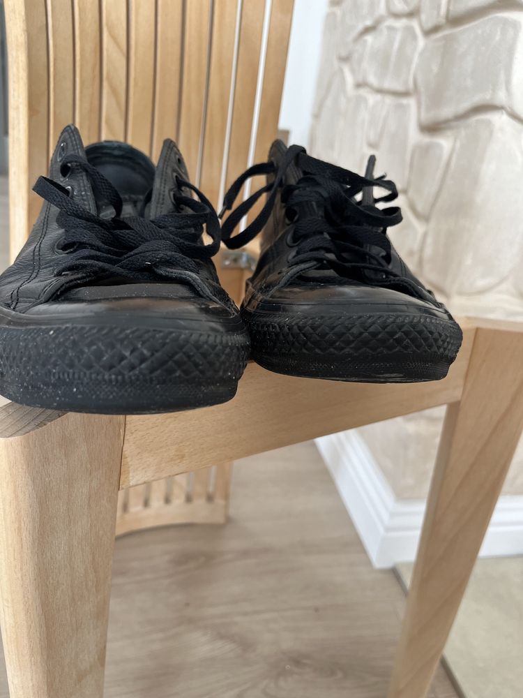 Конверси, чоловічі кеди, converse, натуральна шкіра, чорні