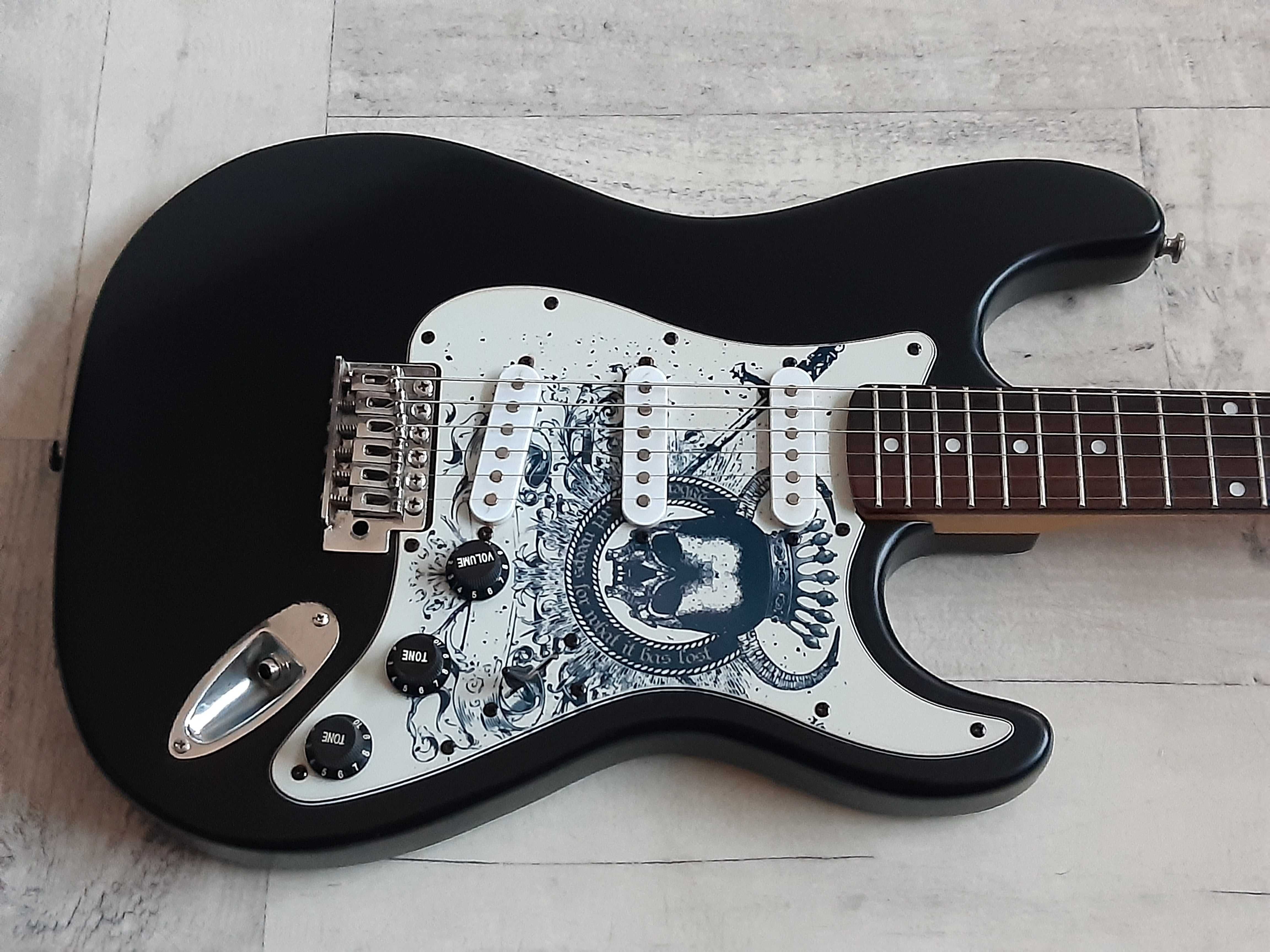 Gitara Stratocaster-Black Skull-Rock Queen-SSS- wysyłka Gratis-zamiana