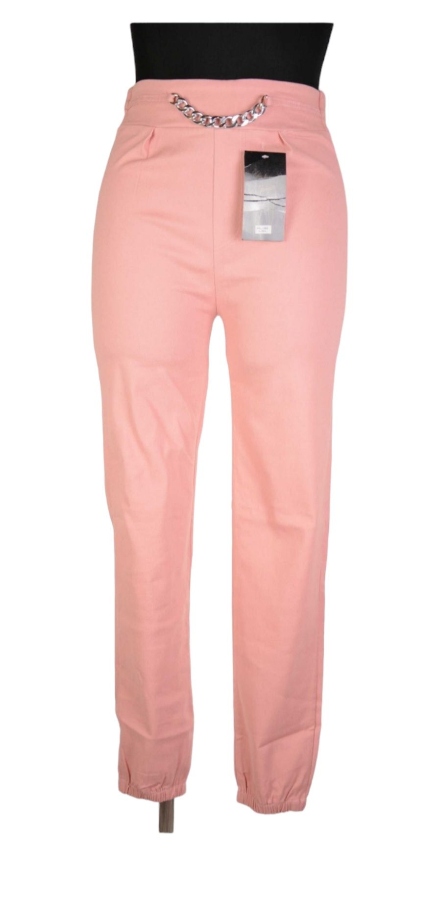 Spodnie damskie, legginsy z łańcuszkiem, różowe, rozmiar L/XL