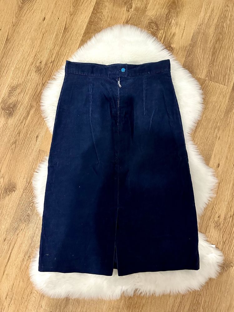 Granatowa sztruksowa spódnica prawdziwy vintage 36 S