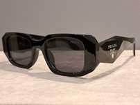 PRADA nowe okulary damskie czarne wąskie logowane