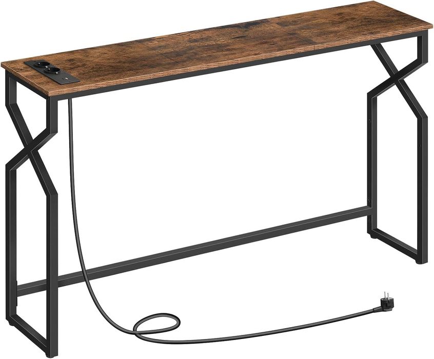 Wąska konsola z gniazdem i portem USB, stolik pomocniczy, 114 cm