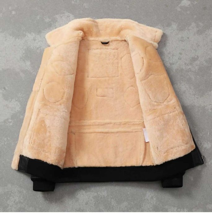 Nowa kurtka skórzana Top Gun nowa prawdziwa skóra na kożuszku zimowa