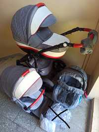 Adamex Vicco 3w1 wózek gondola spacerówka fotelik adaptery i dodatki