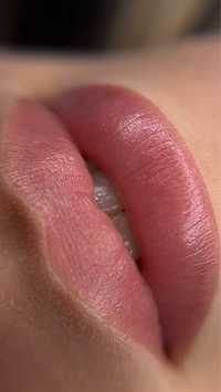 Перманентный макияж акварельные губы/ перекрытие