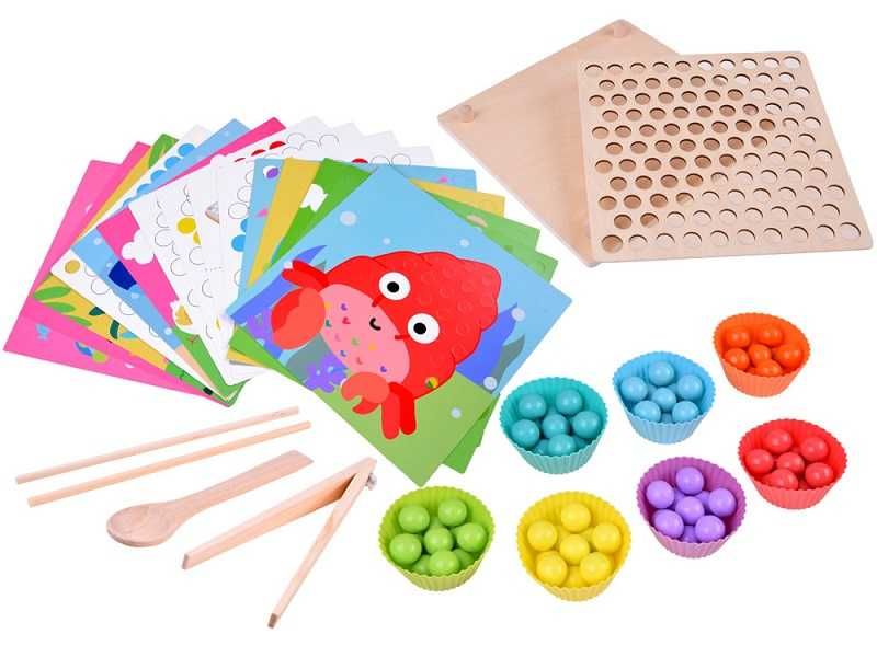 Kolorowe kuleczki Mozaika Montessori – zestaw do sortowania