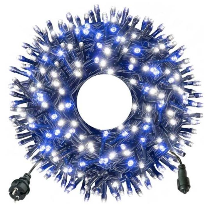 LAMPKI CHOINKOWE 100LED 8M niebieskie + biały zimny flash flesz błysk