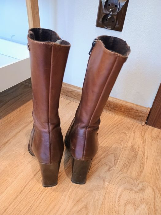 Brązowe skórzane botki JOSE SAENZ, Made in Spain, r. 37