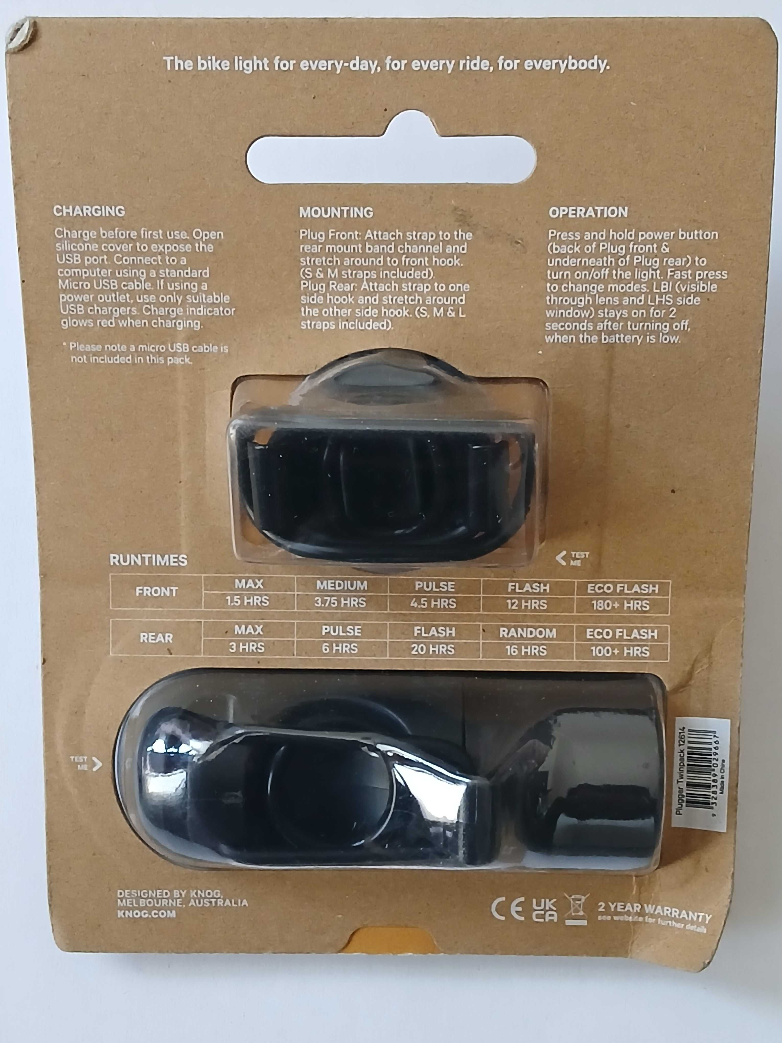 Zestaw lampek rowerowych KNOG Plugger Twinpack*nowe