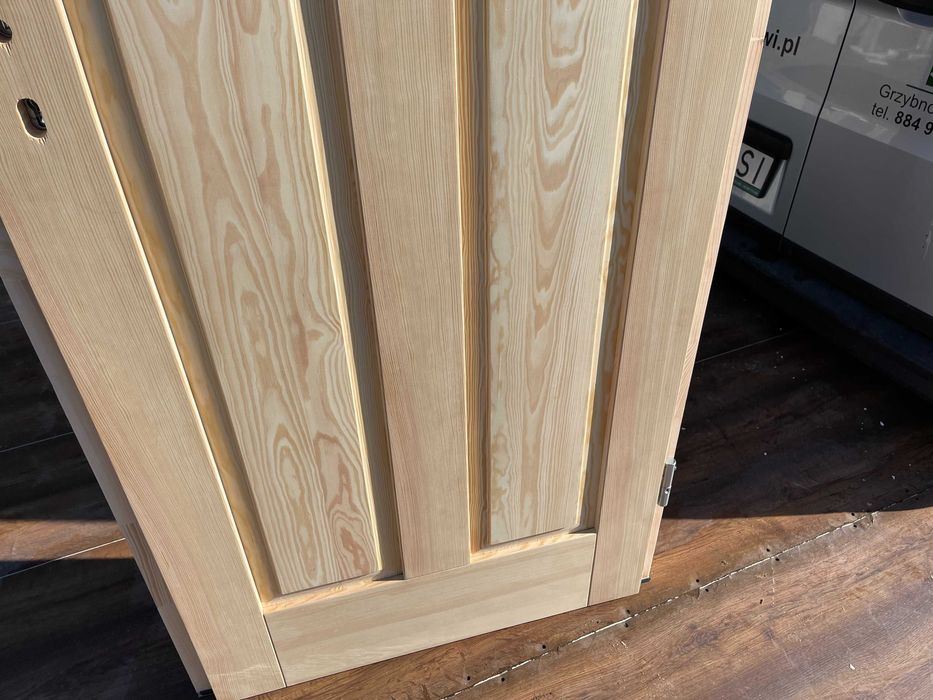 Drzwi drewniane ZEWNĘTRZNE wejściowe na wymiar sosnowe  CAŁA POLSKA