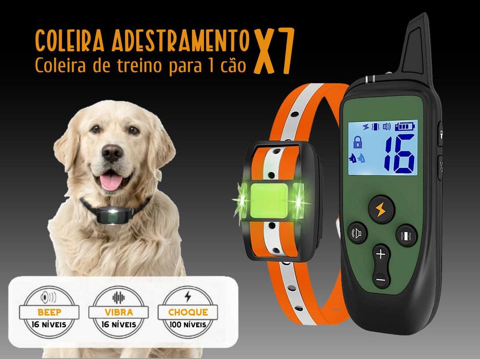 Coleira adestramento à distância para 1 cão com alcance de 1000 metros