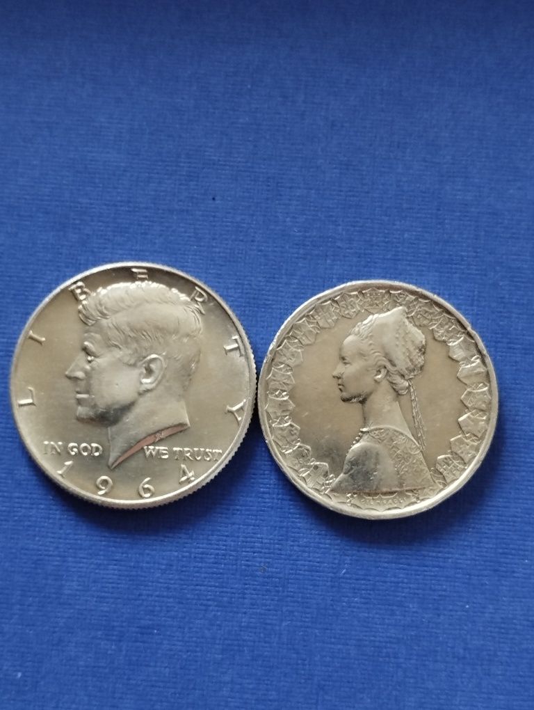 Серебряные монеты.США.Италия.Польша.