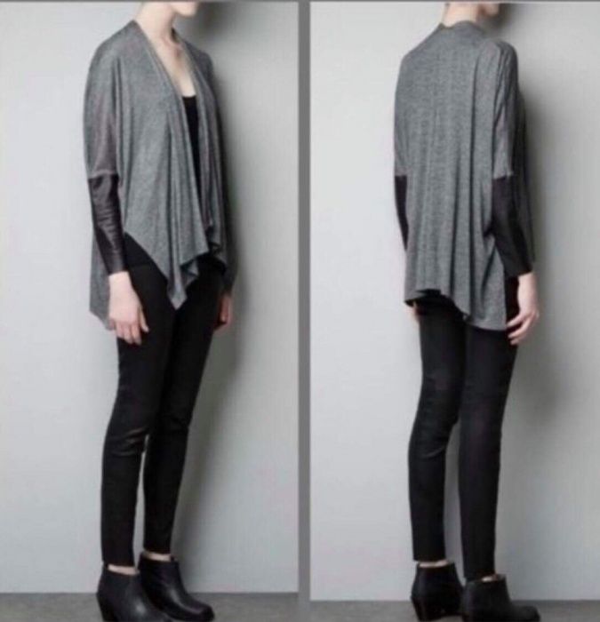 ZARA narzutka skorzane rękawy minimal casual S hit