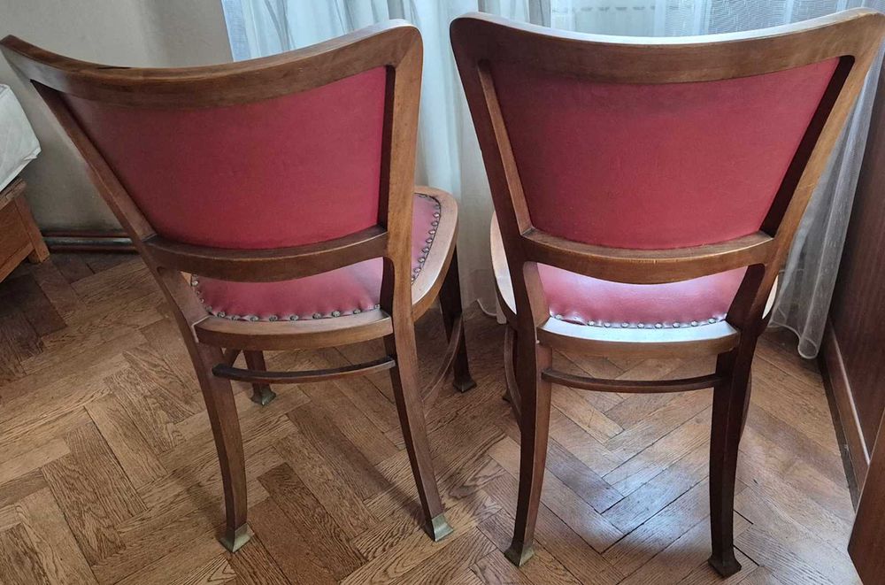 Zabytkowe 100-letnie biurko z 2 krzesłami - palisander