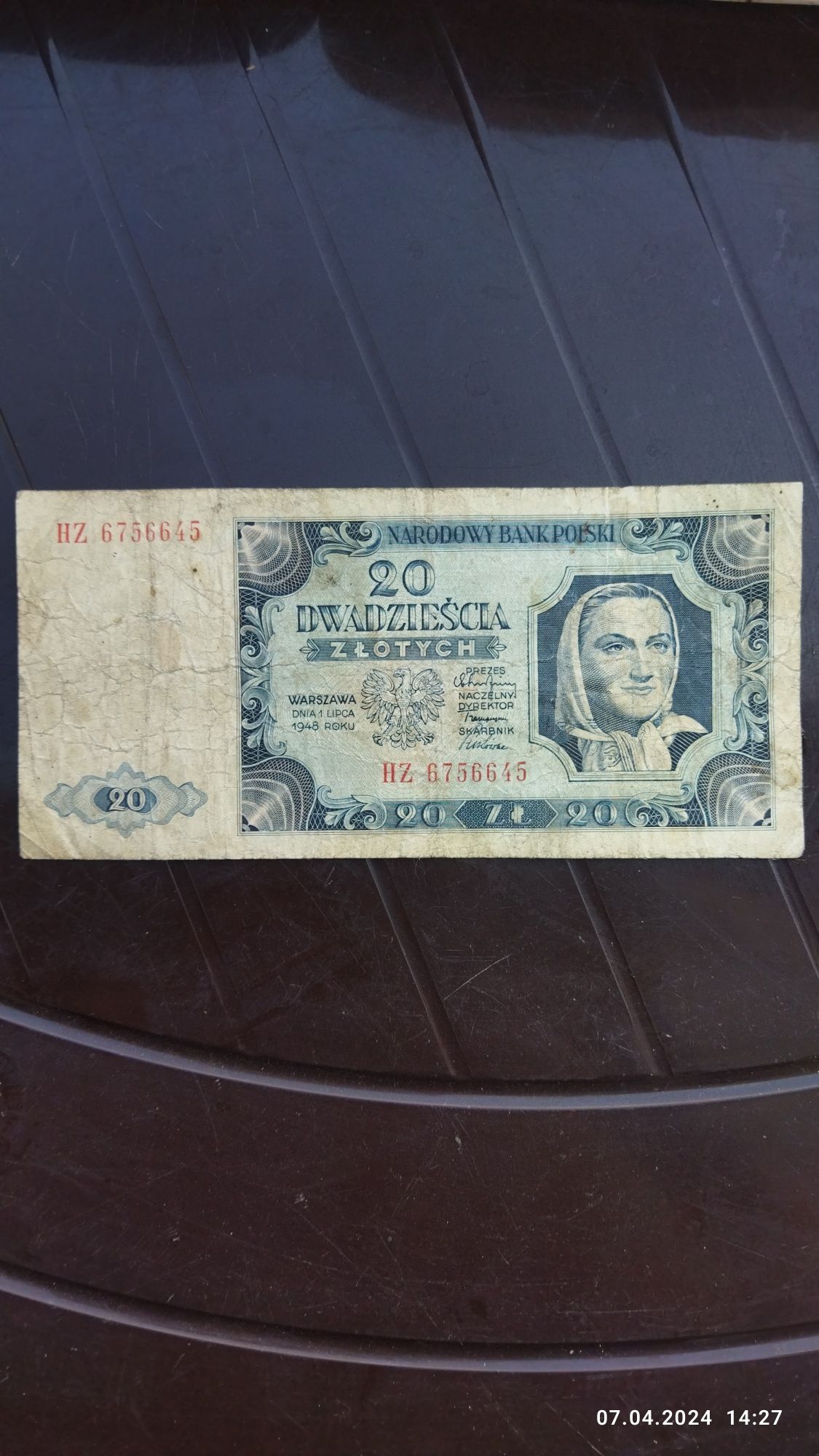 Банкнота 20 злотих 1948 року, Польща, F