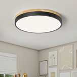 Qamra LED Lampa Sufitowa Drewniana 30 cm, Nowoczesna, Czarna