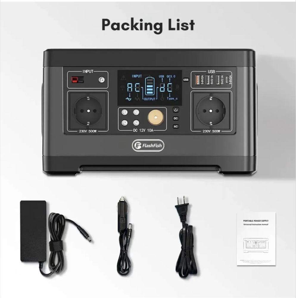 ЗАРЯДНА СТАНЦІЯ FlashFish P63 500W PowerBank 520Wh/140400mA