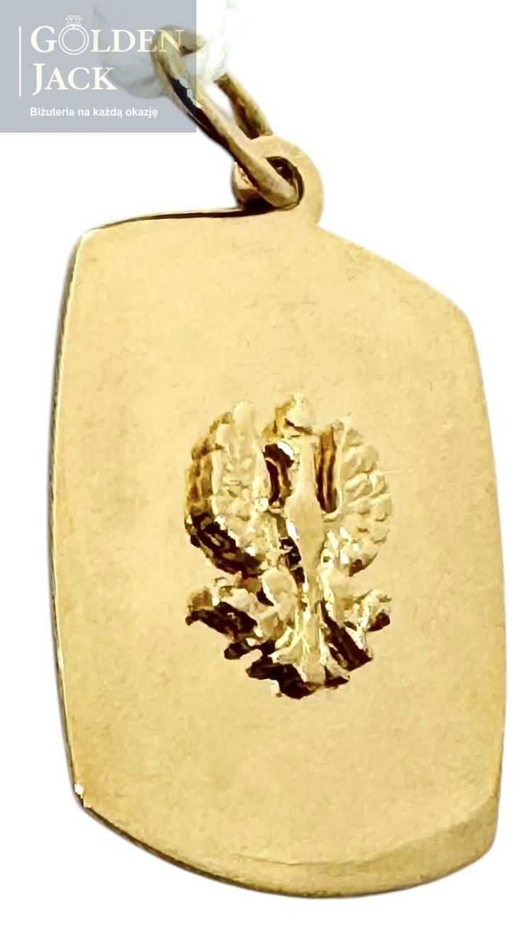Złota zawieszka blaszka Godło Polski Orzeł Biały złoto pr. 585 1,24 g